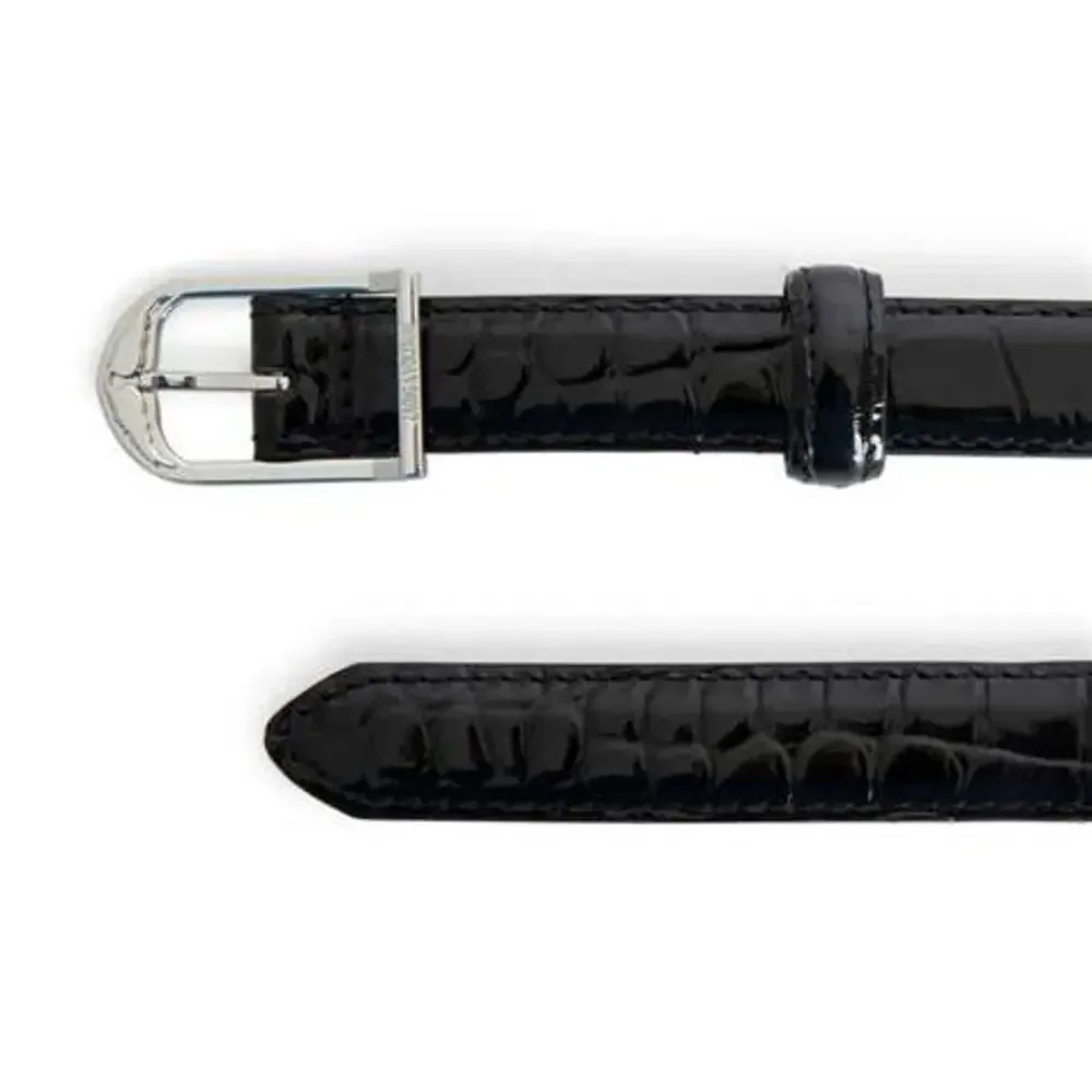 Zadig & Voltaire Rise 20mm Embossed Croco Belt Black Large NWT Quiet Luxury Thin